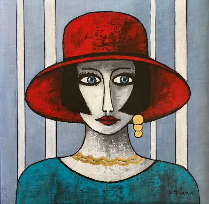 Peinture intitulée "Hortense" par Salette Viana, Œuvre d'art originale, Acrylique