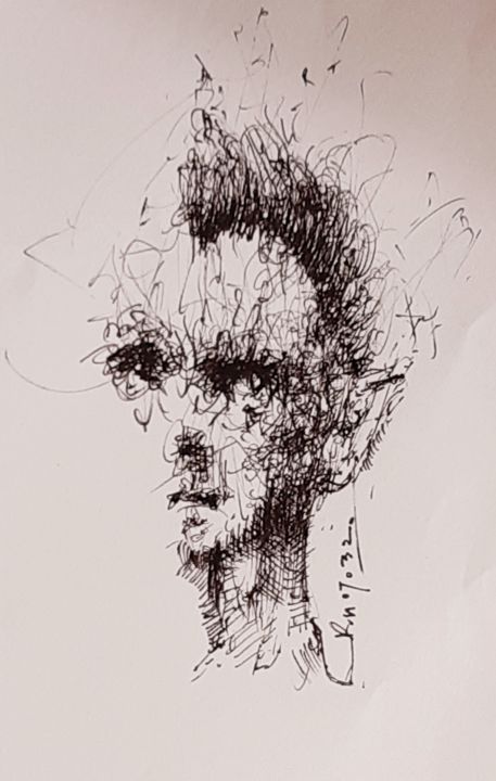 Drawing titled "Angst fressen Seele…" by Stephan Rodriguez Warnemünde, Original Artwork, Ink