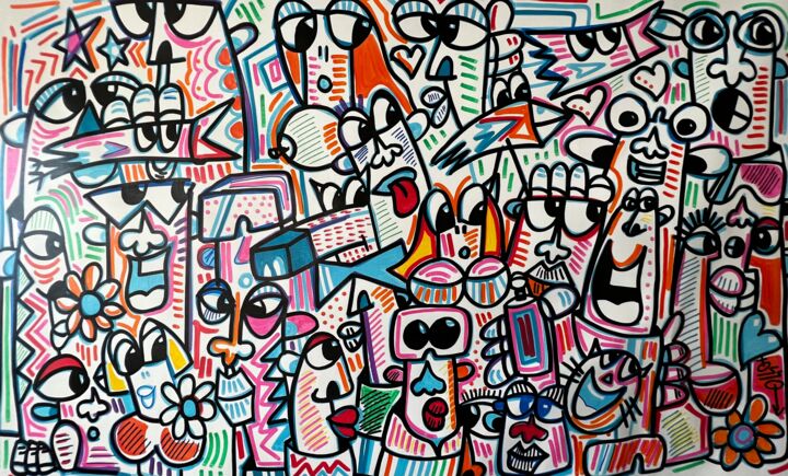 Painting titled "Les Trumpis" by Osso Denis, Original Artwork, Acrylic