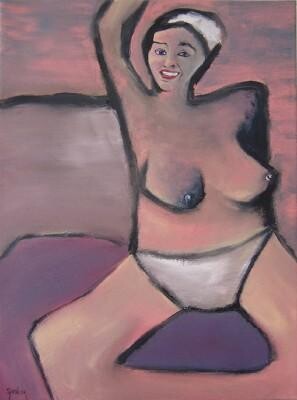 Topless Bather 绘画, 16x12 in