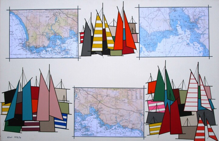 Painting titled "Voiles en Cornouail…" by Nyls  Eliot, Original Artwork, Acrylic