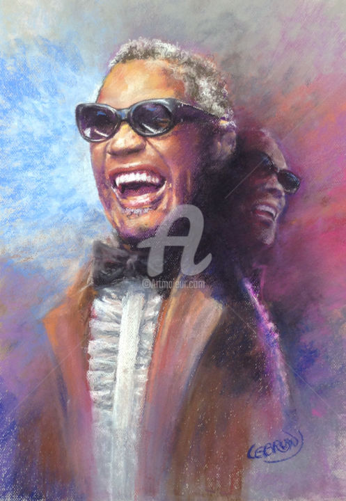 Peinture intitulée "Portrait de Ray Cha…" par Paul Lebrun, Œuvre d'art originale, Pastel