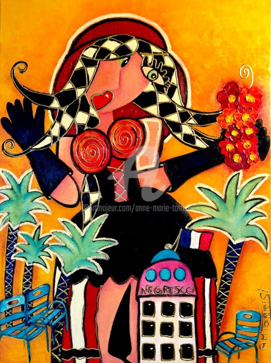 Malarstwo zatytułowany „LA BELLE NIÇOISE” autorstwa Anne Marie Torrisi, Oryginalna praca, Olej