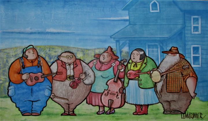 Peinture intitulée "Fat Family string b…" par Philippe Lemarinier, Œuvre d'art originale, Acrylique