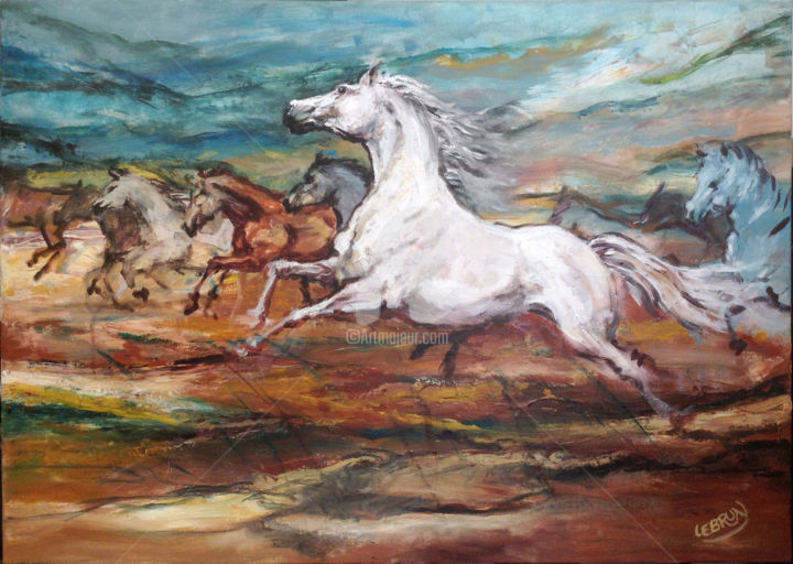 Peinture intitulée "Cavalcade impressio…" par Paul Lebrun, Œuvre d'art originale, Acrylique
