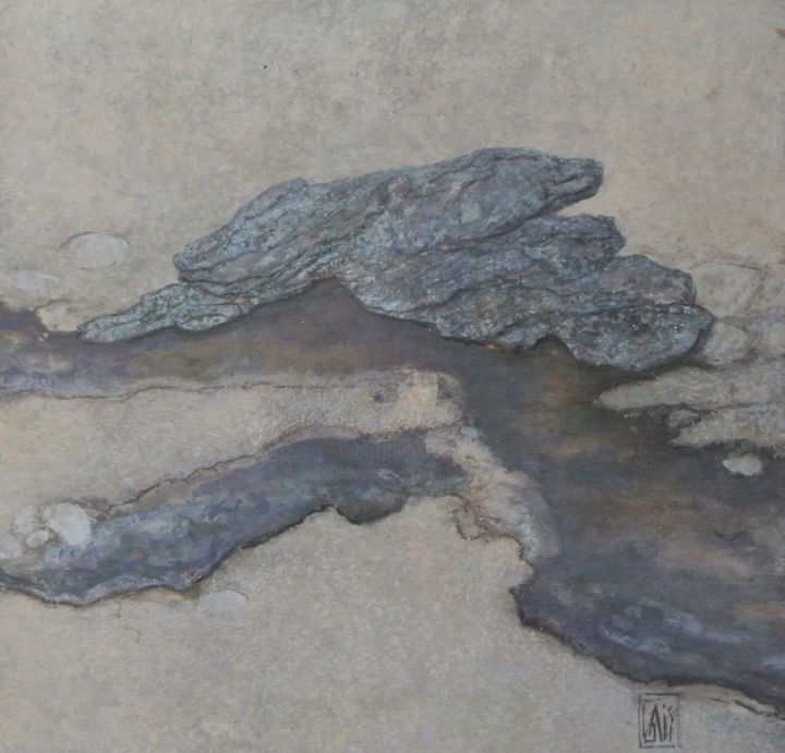 Peinture intitulée "fragment de monde n…" par Dominique Gais, Œuvre d'art originale, Encre Monté sur Métal