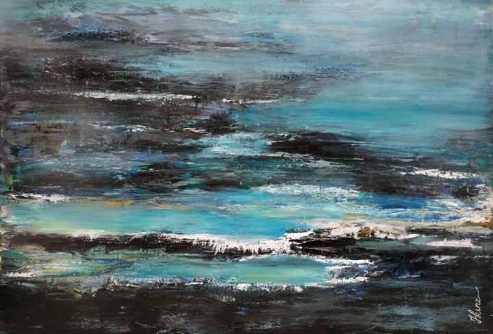 Peinture intitulée "Islande" par Hkine, Œuvre d'art originale, Acrylique
