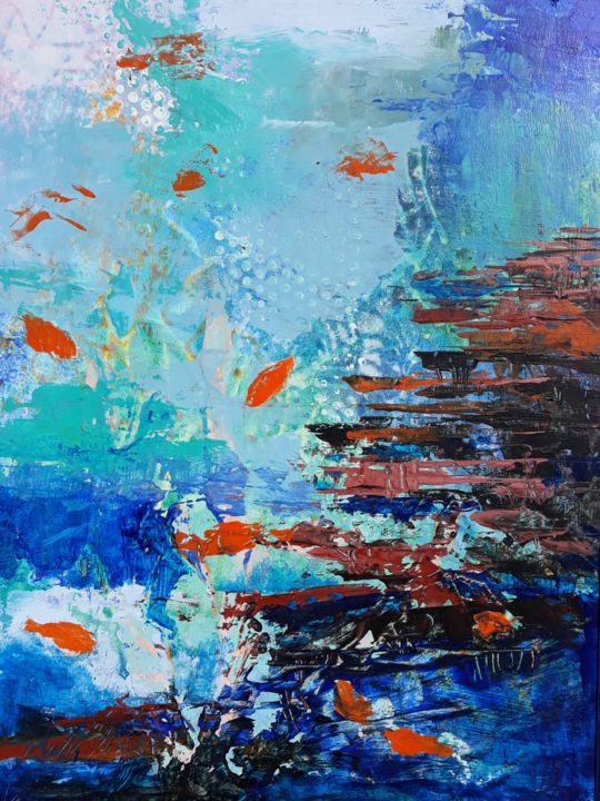 Painting titled "The Drop Off" by Jill Carrott, Original Artwork, Acrylic