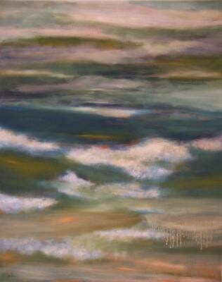 Painting titled "Sea" by Scott Spencer, Original Artwork, Oil Mounted on Wood Stretcher frame
