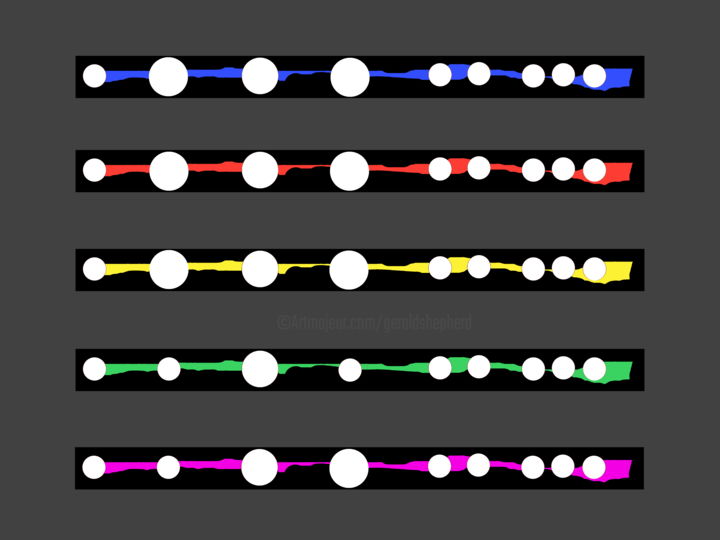 Digital Arts titled "White Circles On Co…" by Gerald Shepherd F.F.P.S., Original Artwork, Digital Painting