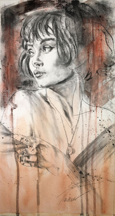 Drawing titled "Taylor LaShae" by Sarita Nanni, Original Artwork, Charcoal