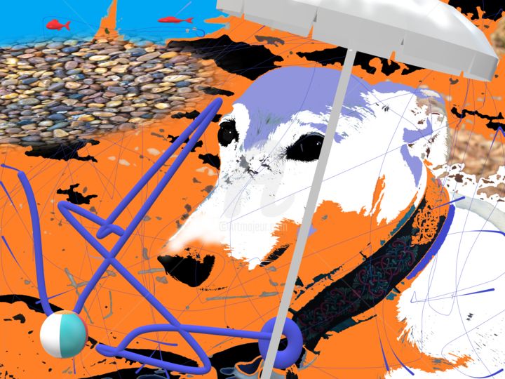 数字艺术 标题为“A la plage” 由Laurent Chabrillat, 原创艺术品, 数字油画