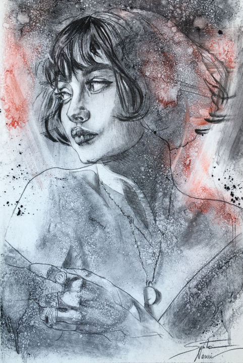 Drawing titled "Taylor LaShae" by Sarita Nanni, Original Artwork, Charcoal
