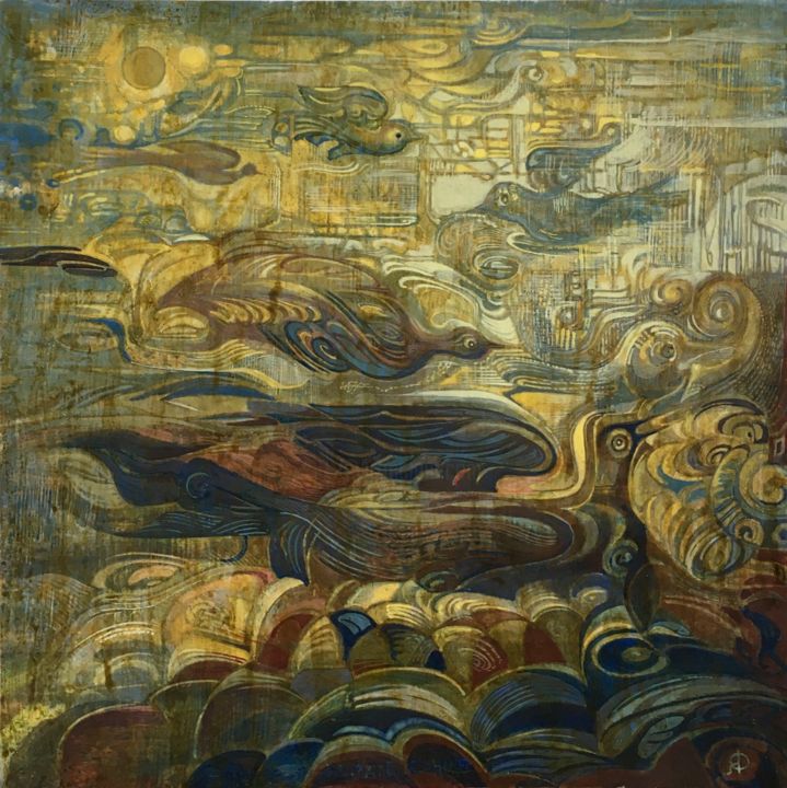 绘画,  14.2x14.2 in 