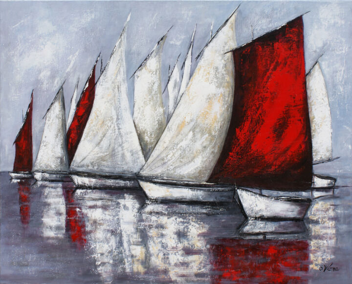 Peinture intitulée "Regate 1" par Salette Viana, Œuvre d'art originale, Huile