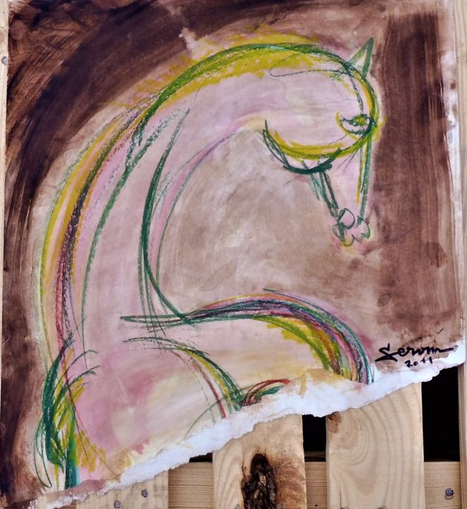Peinture intitulée "CHEVAL synthèse et…" par Servin, Œuvre d'art originale, Pastel