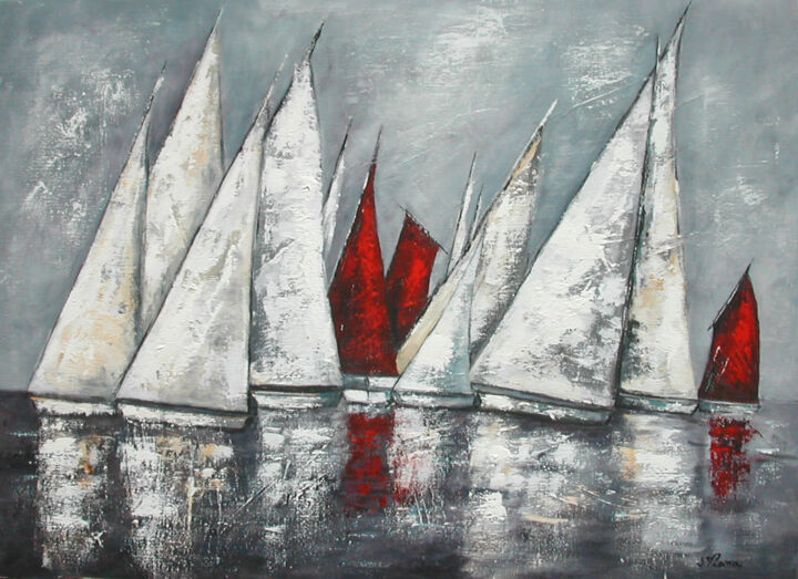 Peinture intitulée "Regate 5" par Salette Viana, Œuvre d'art originale, Huile