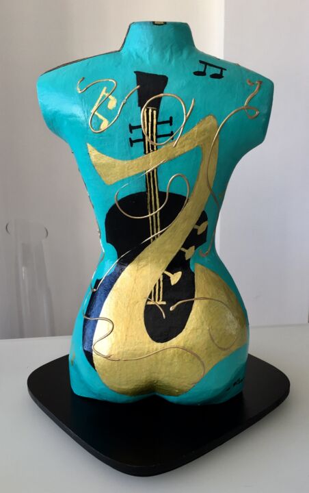 Sculpture intitulée "Buste 2 dos" par Salette Viana, Œuvre d'art originale, Acrylique