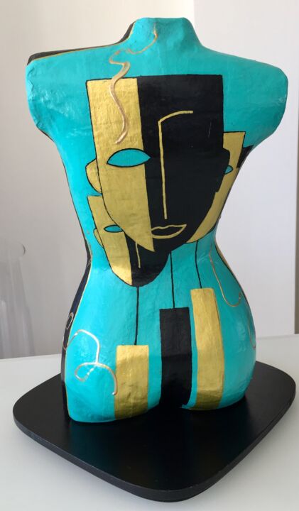 Sculpture intitulée "Buste 3" par Salette Viana, Œuvre d'art originale, Acrylique