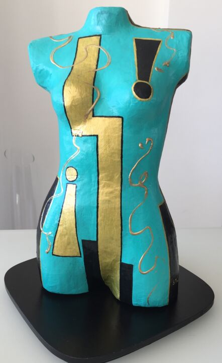 Sculpture intitulée "Buste 3 face" par Salette Viana, Œuvre d'art originale, Acrylique