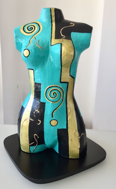 Sculpture intitulée "Buste 2 face" par Salette Viana, Œuvre d'art originale, Acrylique