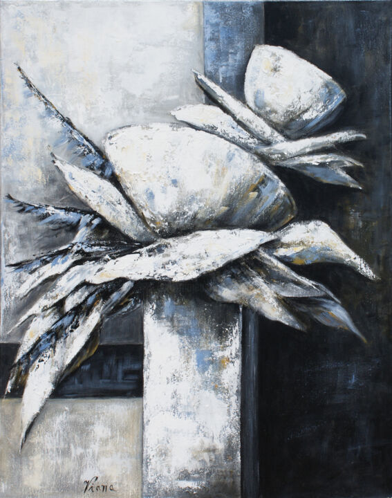 Peinture intitulée "Composition florale…" par Salette Viana, Œuvre d'art originale, Acrylique
