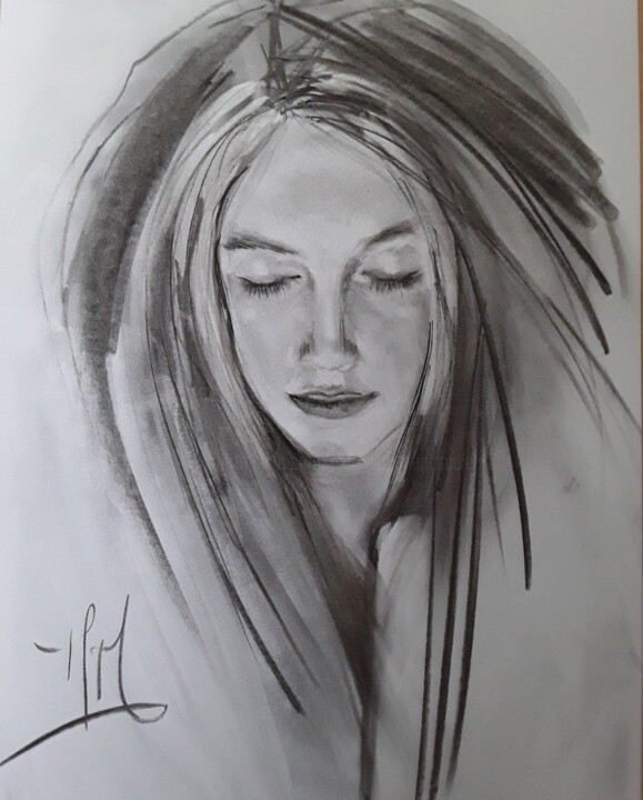 Dessin intitulée "DOLORE" par Marie Pascale Martins, Œuvre d'art originale, Fusain
