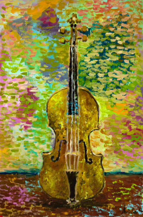 Violin 绘画, 23.6x15.8 in