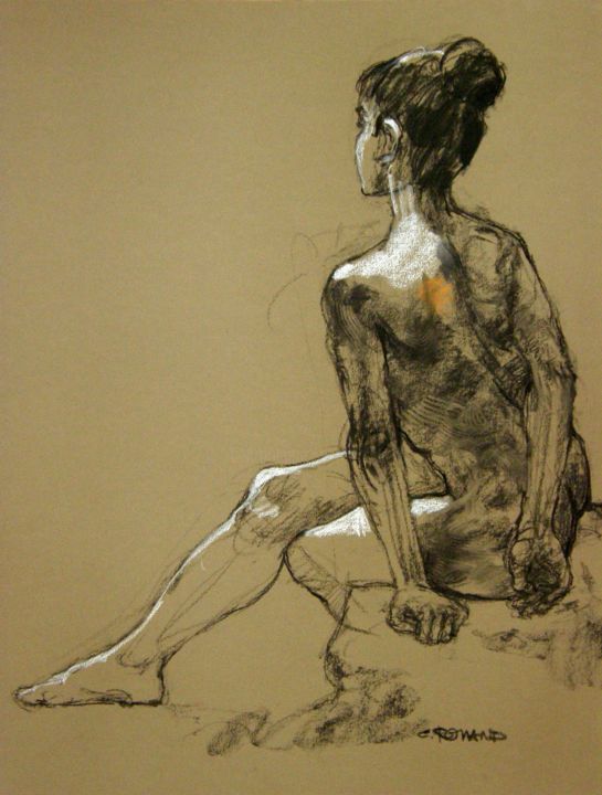Dessin intitulée "fusain et craie 202…" par Christian Rolland, Œuvre d'art originale, Fusain