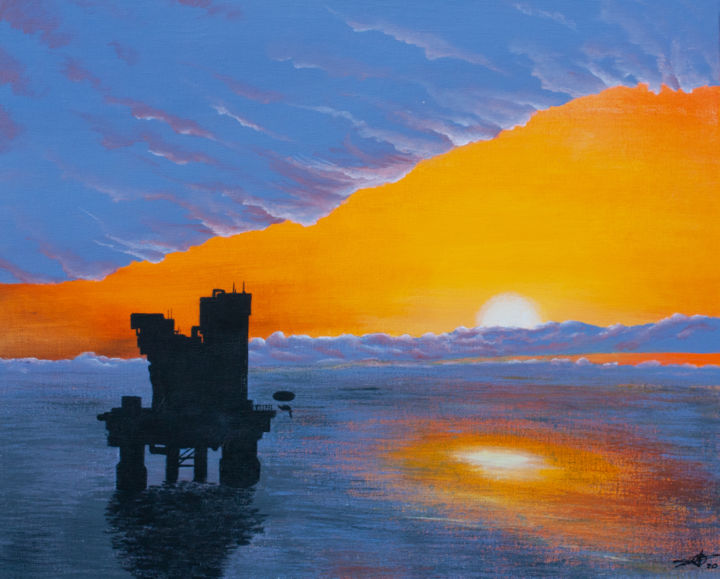 Contre-jour Orange 绘画, 13x16.1 in
