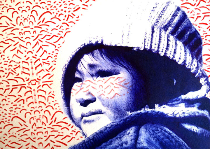 Drawing titled "Uru" by Céline De Trétaigne (CM2T), Original Artwork, Ballpoint pen