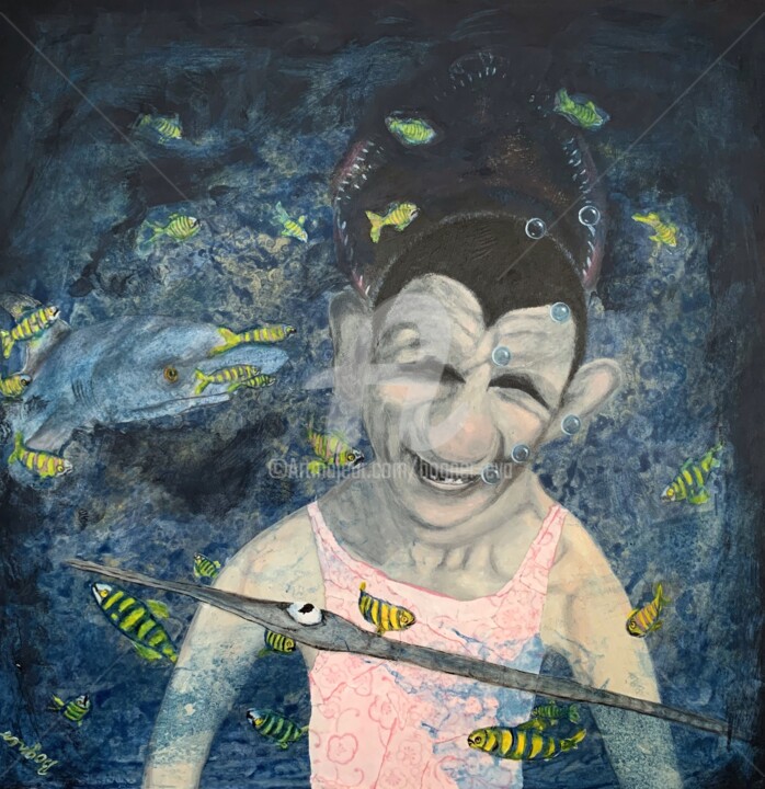 Painting titled "need a slap?" by Bogner Eva, Original Artwork, Acrylic