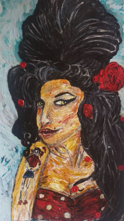 Malarstwo zatytułowany „Amy WineHouse” autorstwa João Miranda, Oryginalna praca, Olej