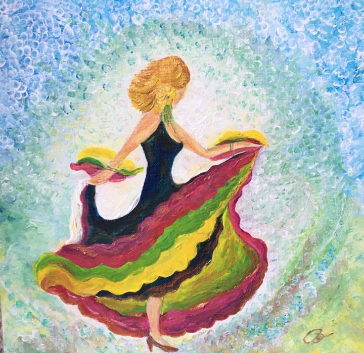 Painting titled "La belle Agatha" by Coco Caron, Original Artwork, Acrylic Mounted on Cardboard
