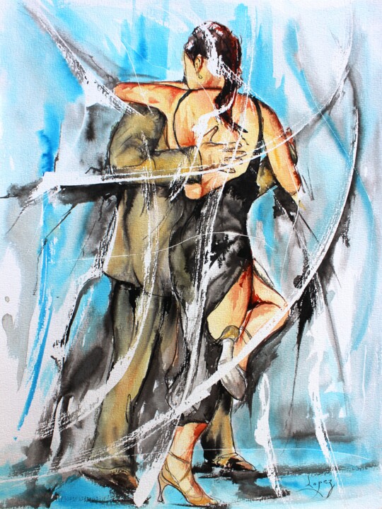 469 Tango de dos 绘画, 18.9x14.2 in