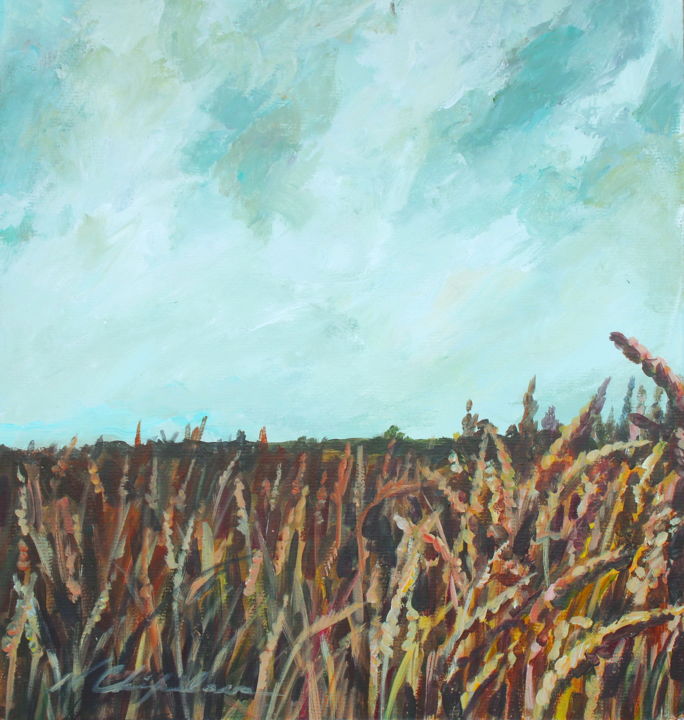 Peinture intitulée "Daily Champ de blé…" par Nathalia Chipilova, Œuvre d'art originale, Acrylique