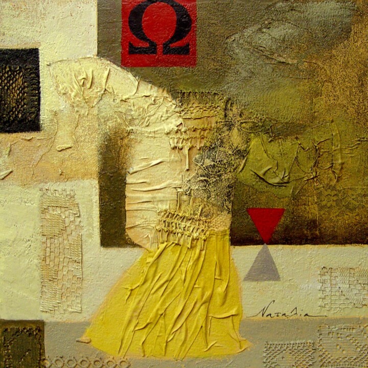 "Nick" - Greek Style - mixed media painting 绘画, 15.8x15.8 in