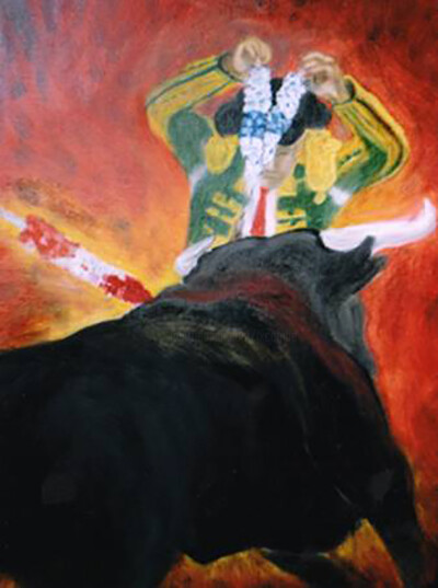 "Banderillero" 绘画, 36.2x28.7 in