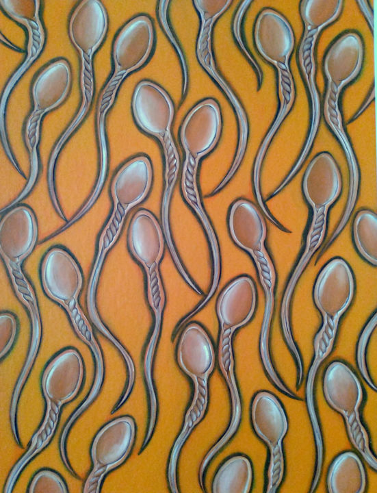 Sperms (yellow) 绘画, 20x15 in