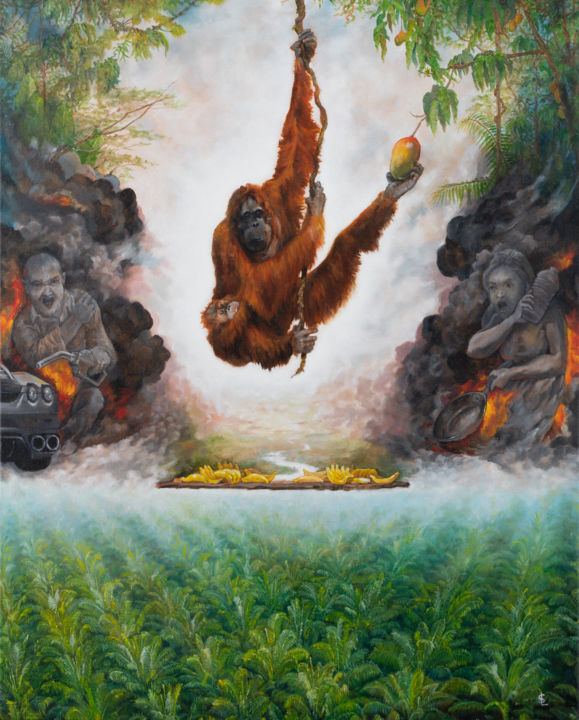 Painting titled "Triumph of the Oran…" by Sailev, Original Artwork, Oil Mounted on Wood Stretcher frame
