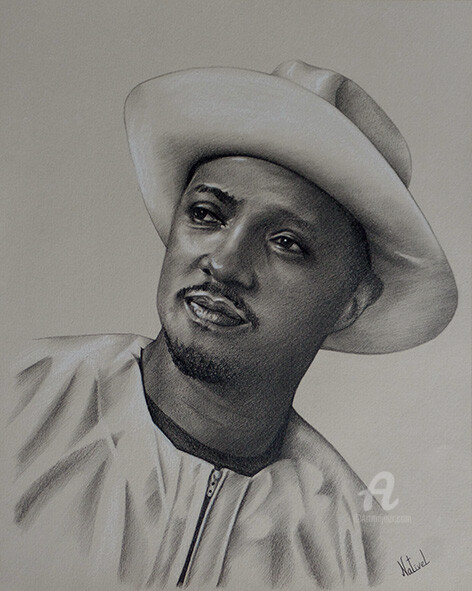 Dessin intitulée "Portrait de Soprano" par Aurélie Nativel, Œuvre d'art originale, Crayon