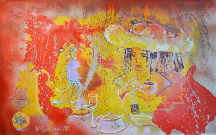Painting titled "Girlfriends" by Daas, Original Artwork, Acrylic