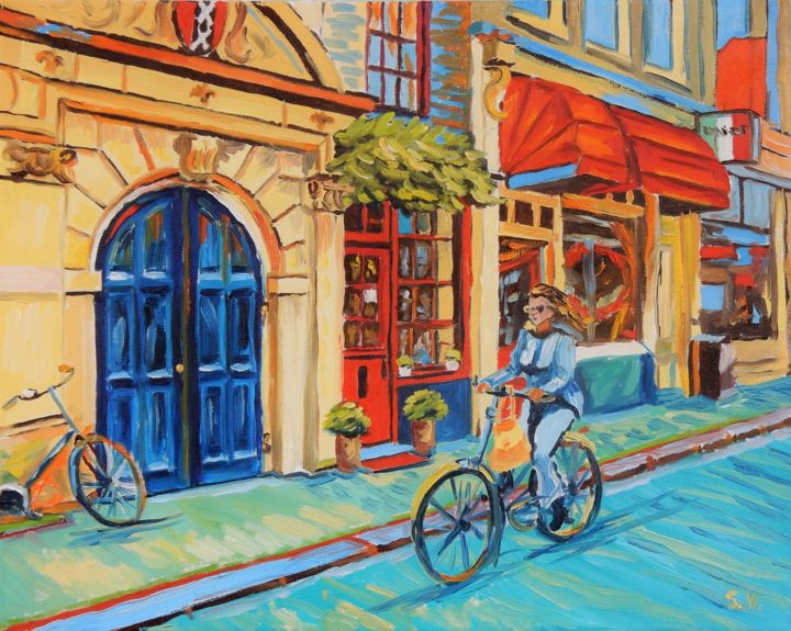 Streets scene in Amsterdam. Plein air painting 绘画, 15.8x19.7 in