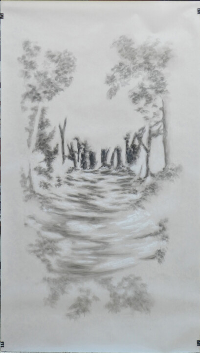 Pintura titulada "chemin en baie de S…" por Daniel Descamps, Obra de arte original, Oleo