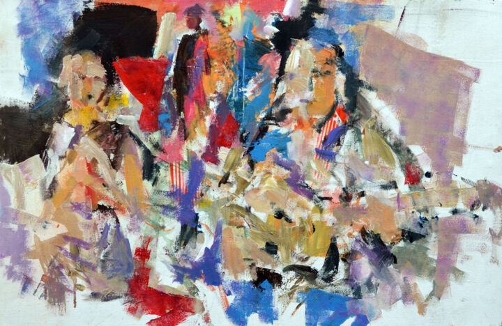 Peinture intitulée "Guitariste" par Pierre Quentel, Œuvre d'art originale, Acrylique