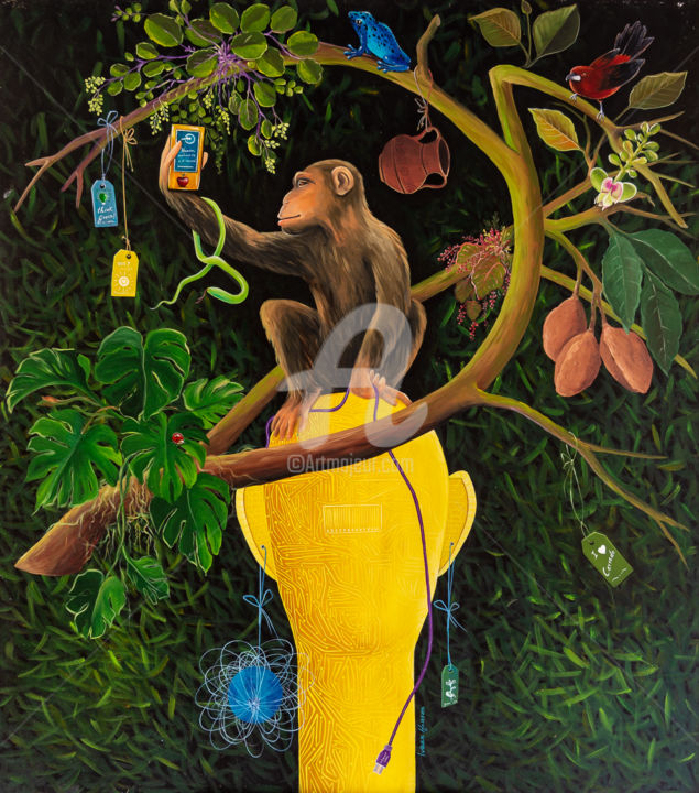 Pintura titulada "Chippado e o macaco…" por Ivaan Hansen, Obra de arte original, Acrílico