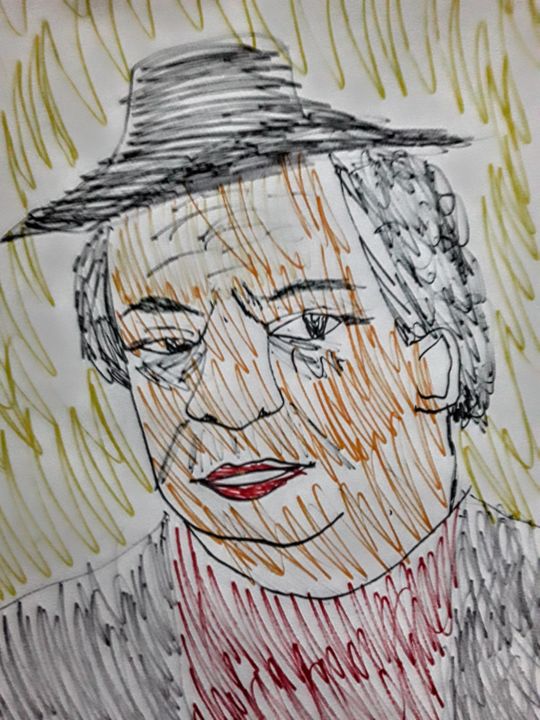 Dessin intitulée "Federico Fellini" par Iheb Gharbi, Œuvre d'art originale, Marqueur