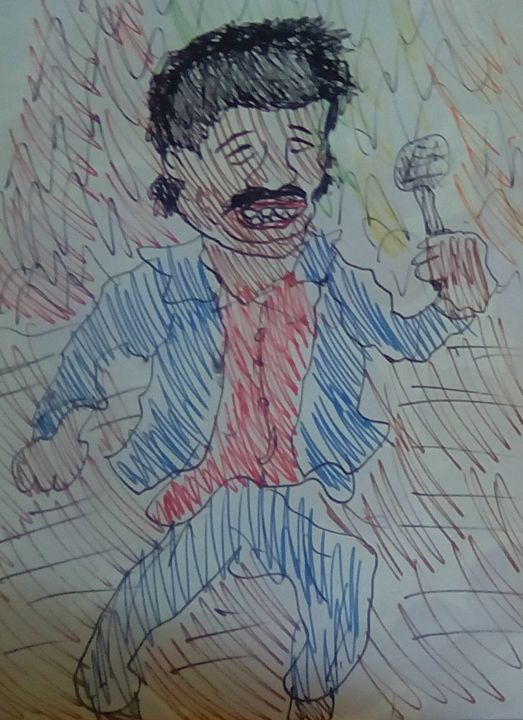 Dessin intitulée "Cheb Khaled" par Iheb Gharbi, Œuvre d'art originale, Marqueur