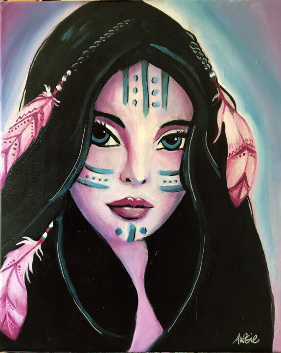 Nahimana Mystérieuse 绘画, 19.7x15.8 in