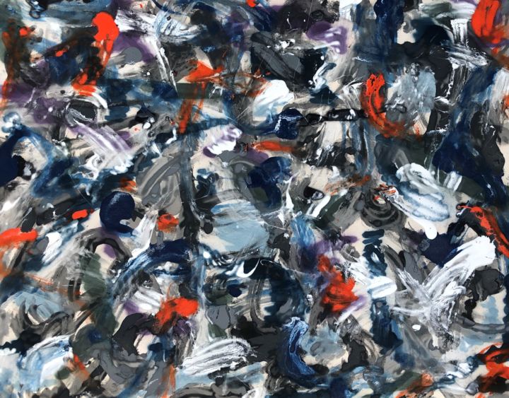 Pittura intitolato "N94b Abstract Expre…" da Robert Miskines, Opera d'arte originale, Smalto